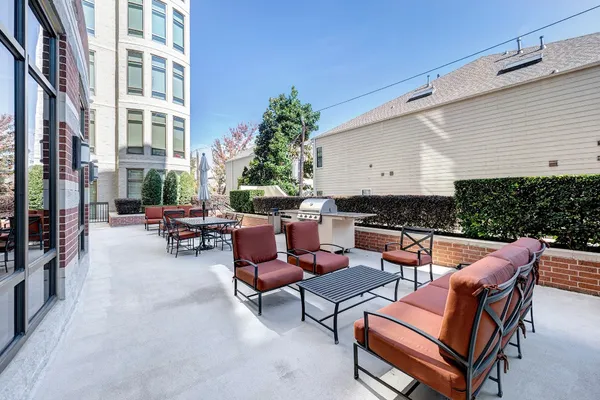 a outdoor space with patio furniture