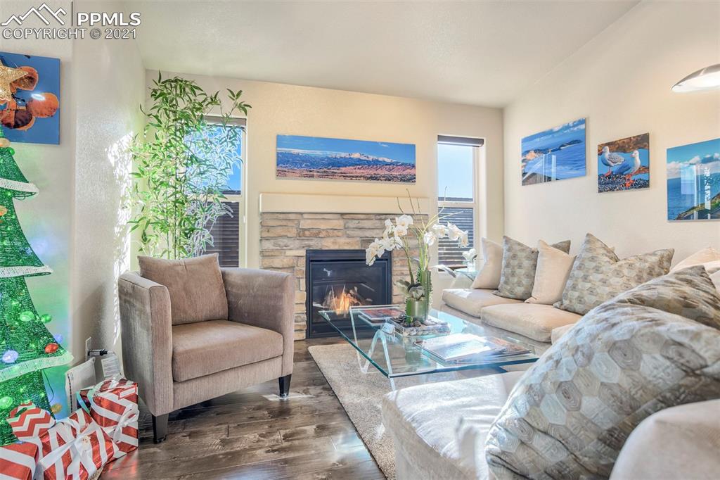 835 Citrine View Colorado Springs, CO 80921 - Photo 5 of 50 a living room with furniture and a fireplace