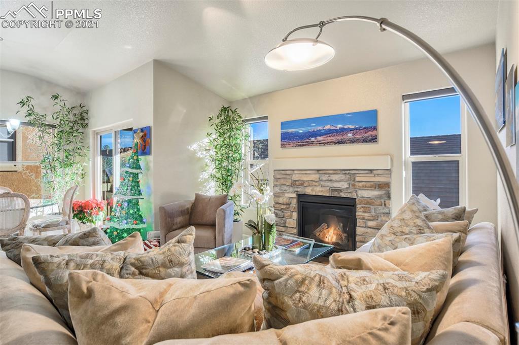 835 Citrine View Colorado Springs, CO 80921 - Photo 6 of 50 a living room with furniture and a fireplace