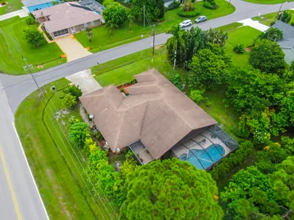 an aerial view of a house