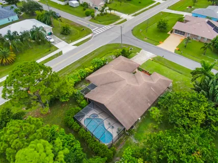 an aerial view of a house