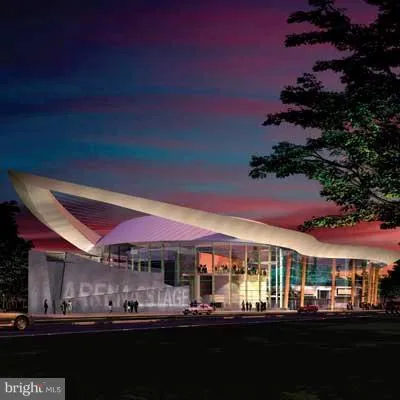 a front view of a building with street view