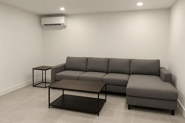 a living room with furniture