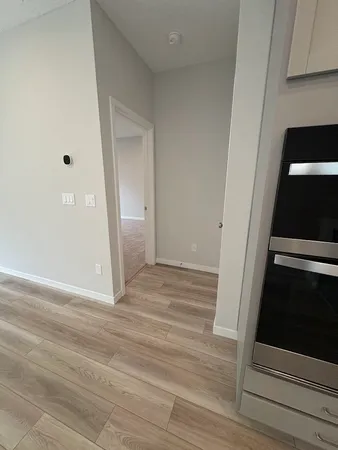 a view of an empty walk in closet