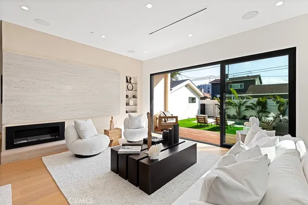 a outdoor living space with patio furniture and garden