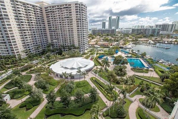 a view of a building with garden