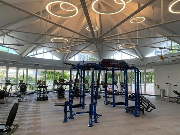 a view of a room with gym equipment