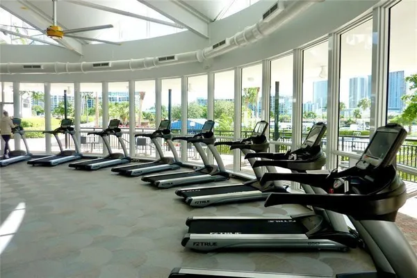 a view of a room with gym equipment