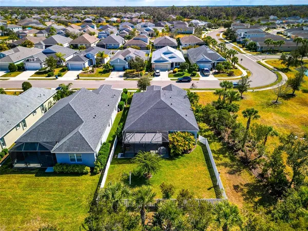 an aerial view of residential houses with swimming pool