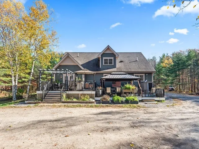 a front view of a building with street view