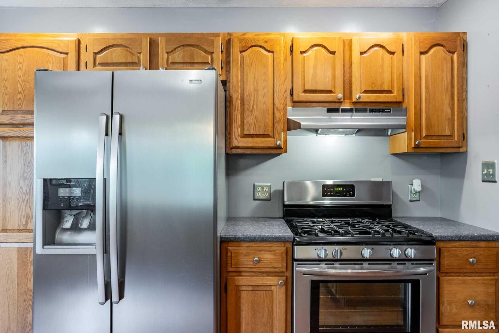 541 Dallas Road Murphysboro, IL 62966 - Photo 28 of 78 a kitchen with stainless steel appliances granite countertop a refrigerator and a stove