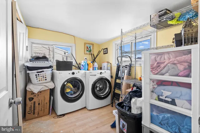 a utility room with dryer and washer