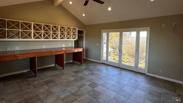 a view of a backyard with a outdoor space