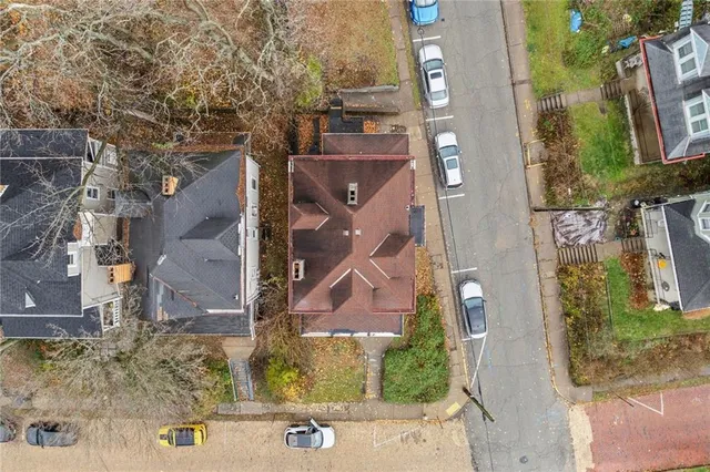 an aerial view of residential building and lake view