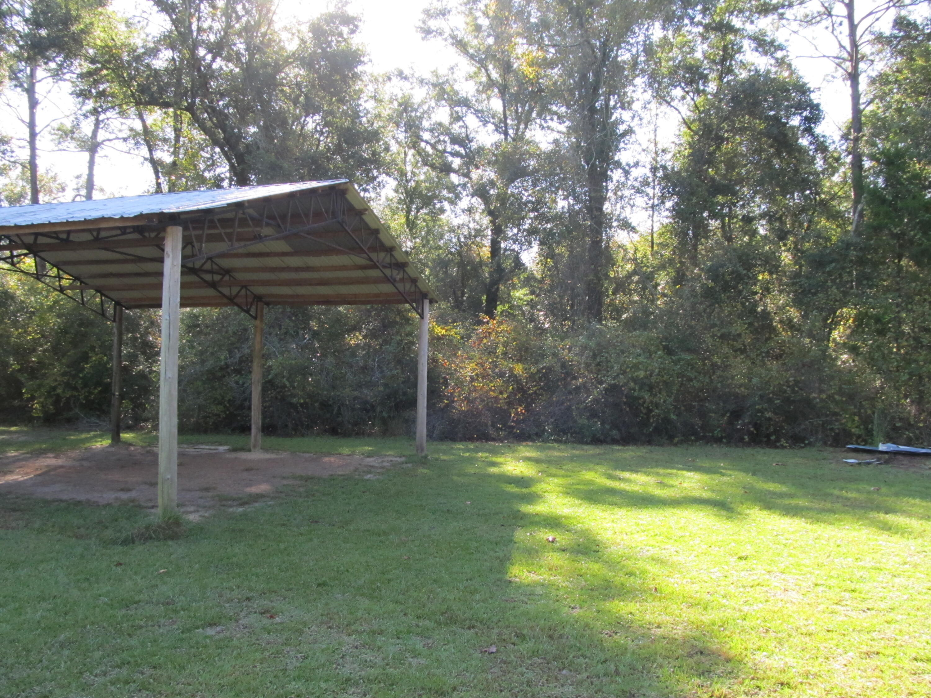 211 River Road Samson, AL 36477 - Photo 17 of 23 a view of a backyard with a small cabin