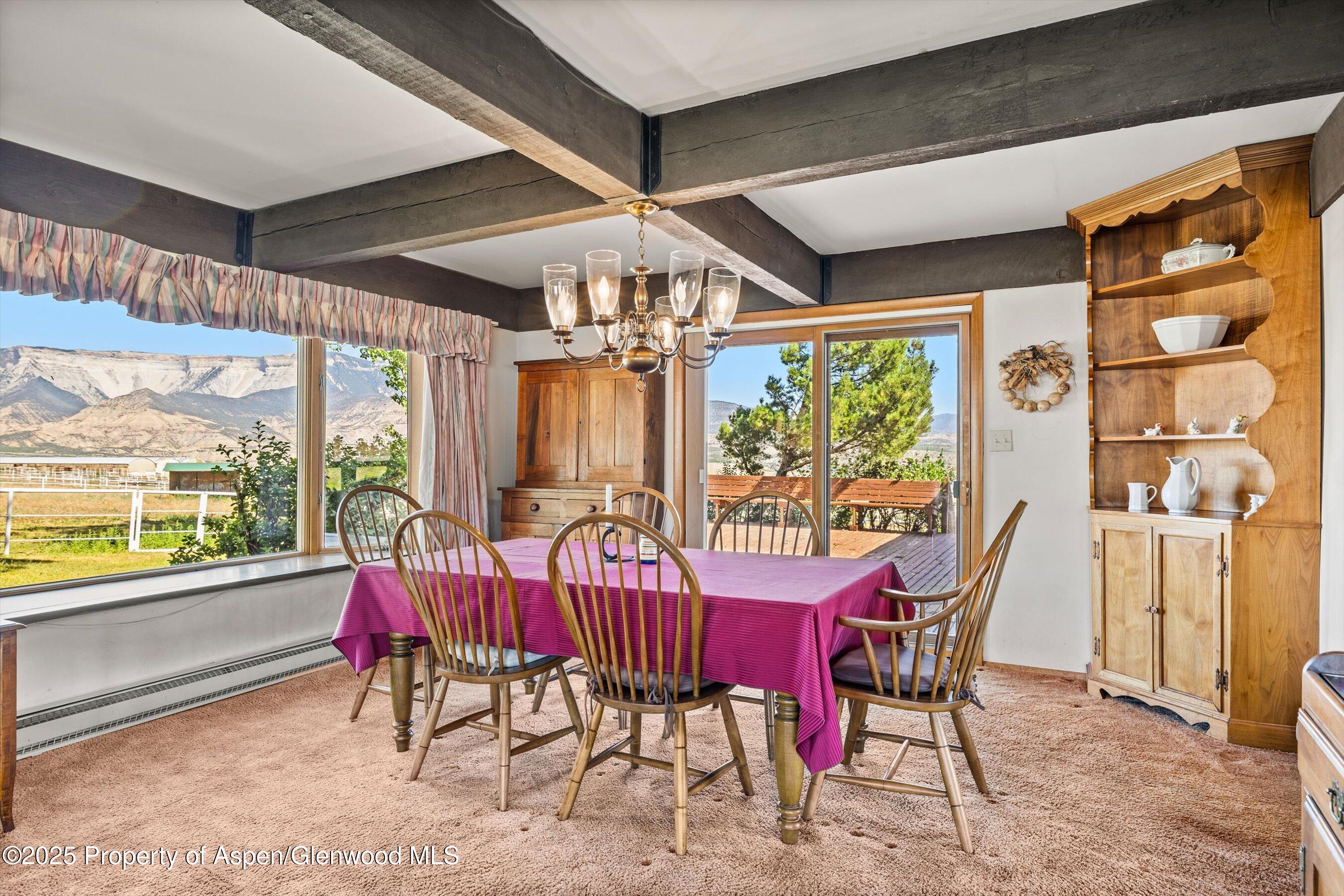 7781 County Road 320 Rifle, CO 81650 - Photo 25 of 63 a view of a dining room with furniture large windows and wooden floor