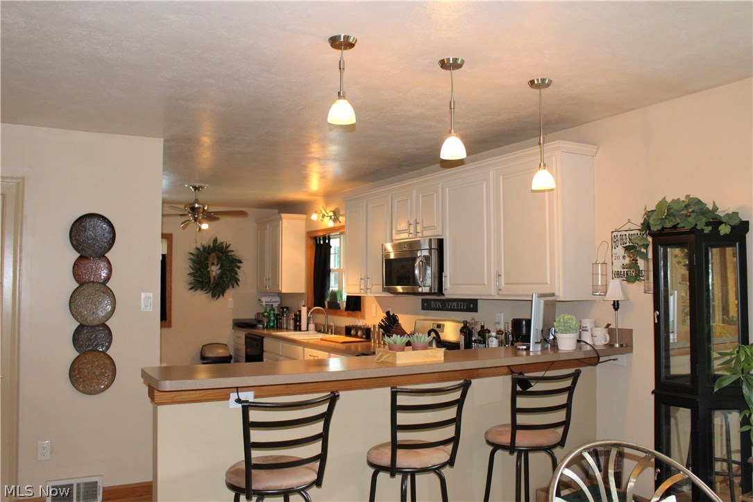 10471 Prouty Road Painesville, OH 44077 - Photo 3 of 33 Breakfast Bar in the Kitchen with newer light fixtures.
