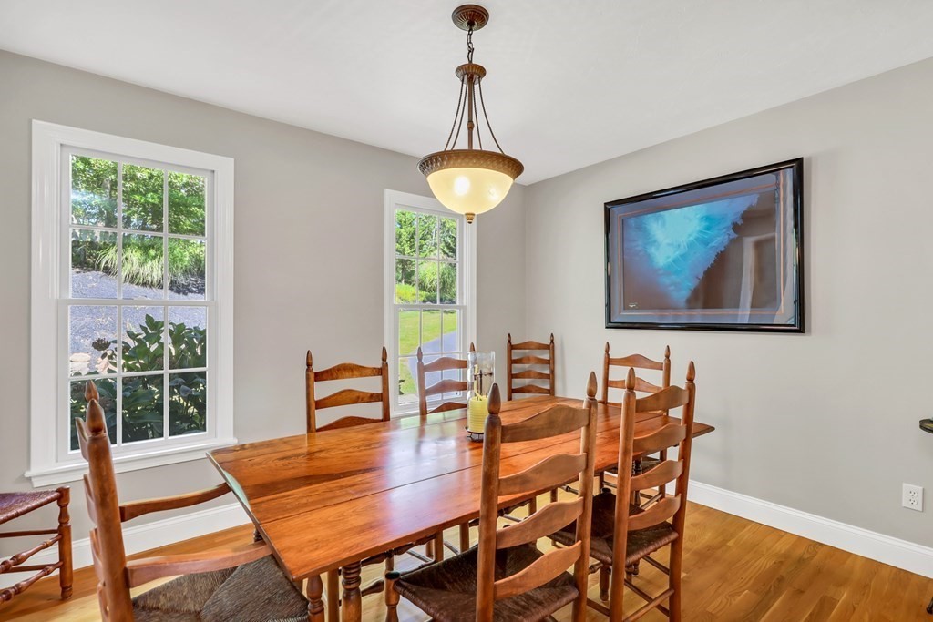 359 Service Road East Sandwich, MA 02537 - Photo 15 of 36 a view of a dining room with furniture wooden floor and chandelier