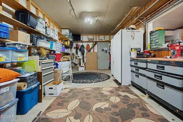 a view of a car in garage