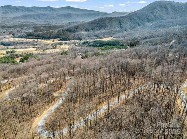 a view of a dry yard with mountains and green space