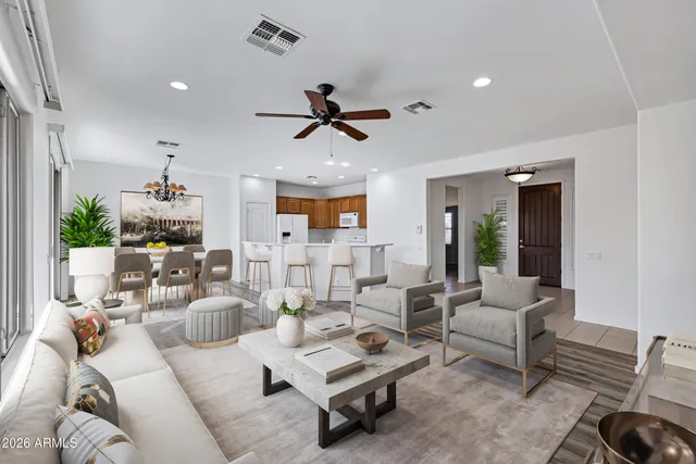 a living room with furniture