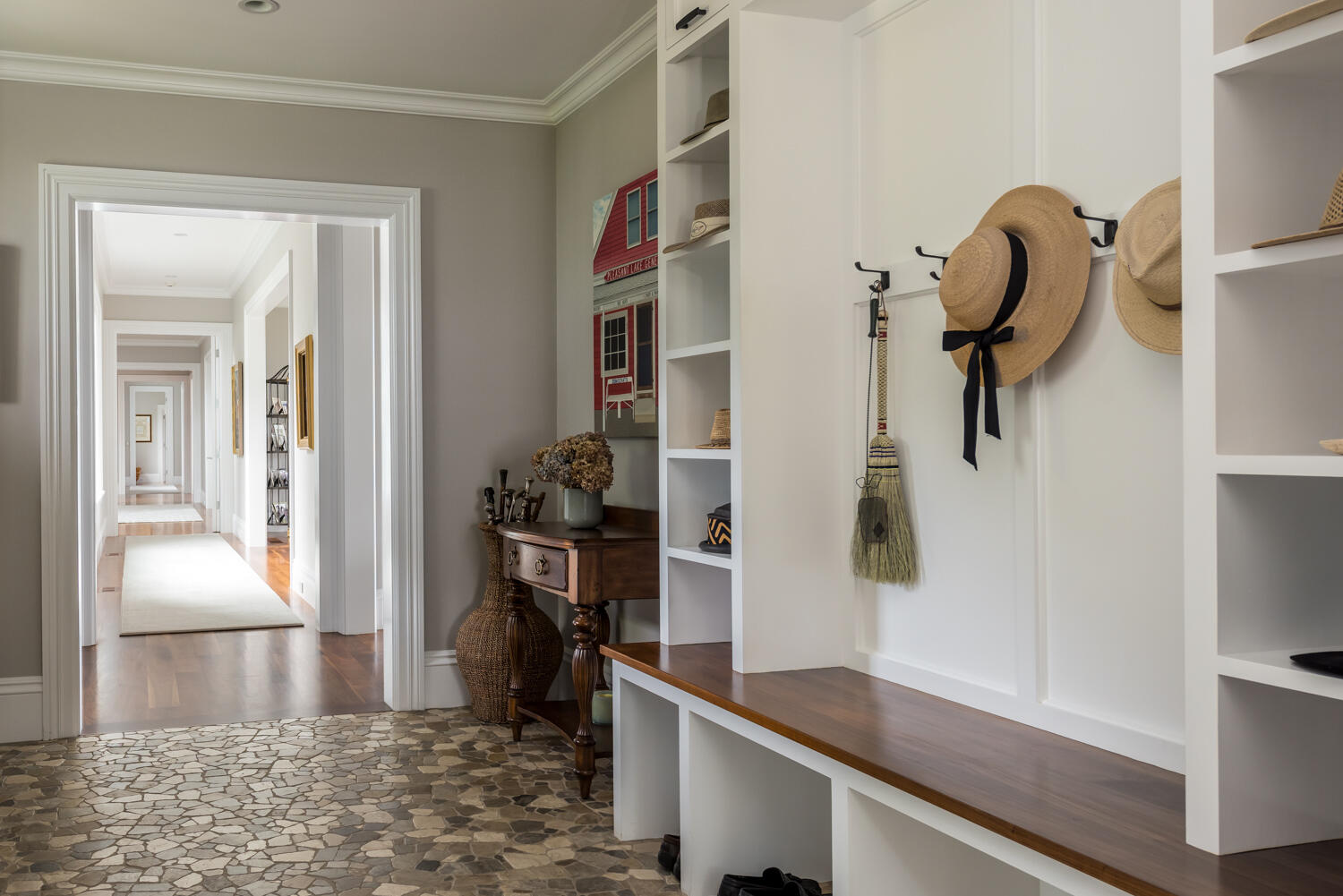 159 Main Street Osterville, MA 02655 - Photo 38 of 56 a view of a hallway with wooden floor and workspace