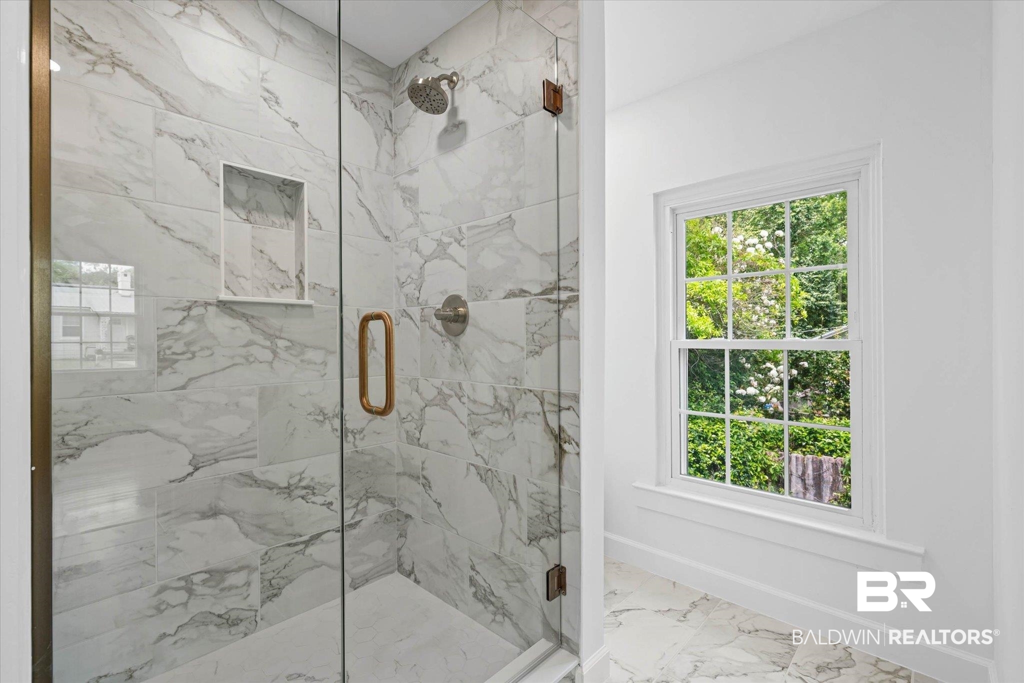 41 Hathaway Road West Mobile, AL 36608 - Photo 12 of 24 Bathroom with a marble finish shower and light marble finish flooring