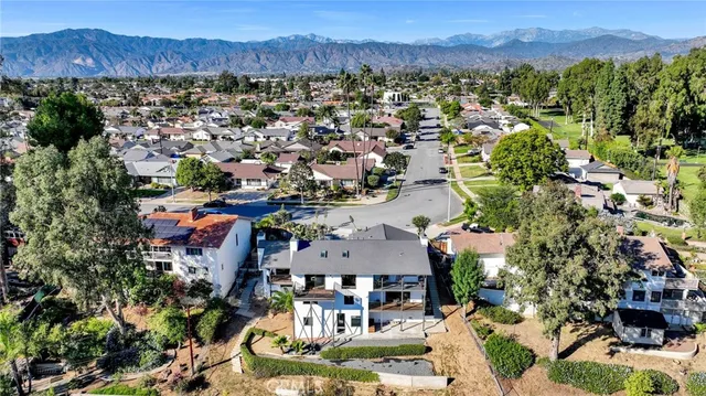 an aerial view of a house