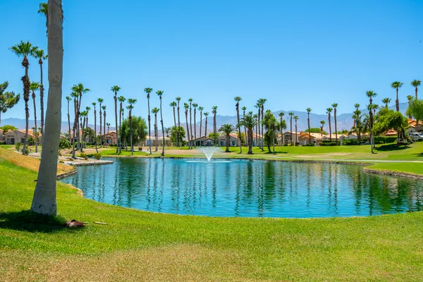 a view of a lake with houses