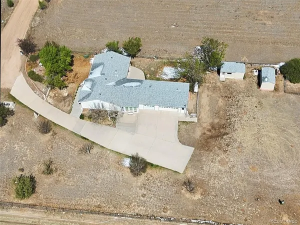 an aerial view of a house