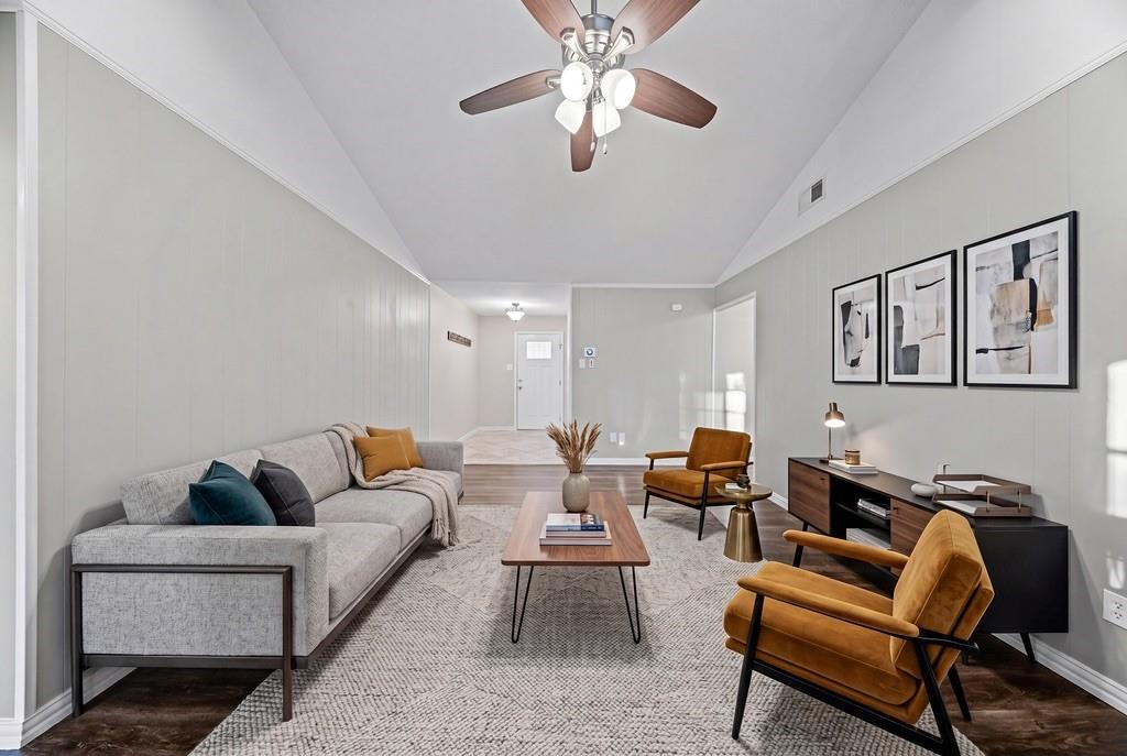 1041 Barber Street Hurst, TX 76053 - Photo 6 of 36 a living room with furniture and a ceiling fan