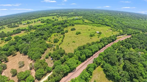 a view of a green field with lots of bushes