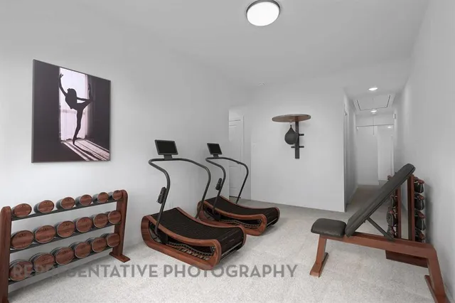 a view of a room with gym equipment