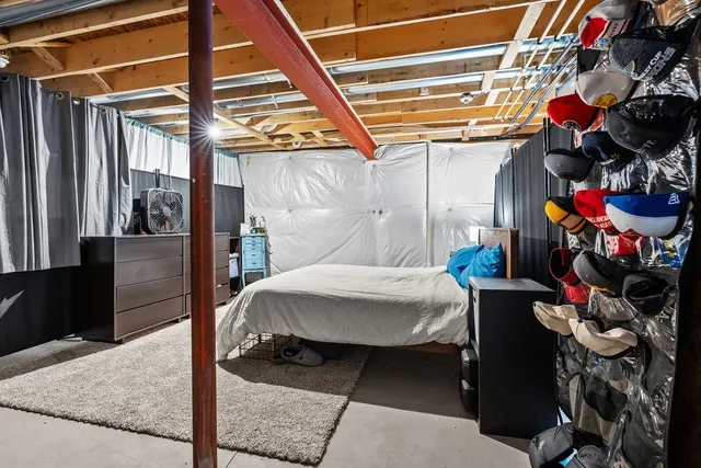 a aerial view of a house with a yard