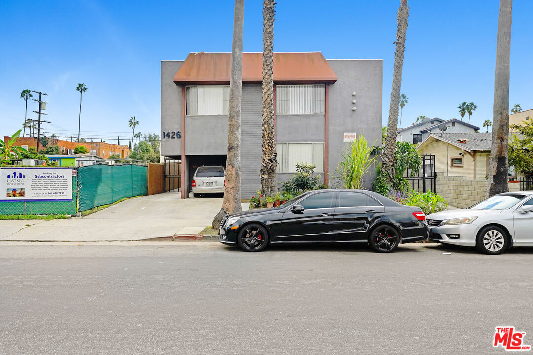 a car parked in front of a house