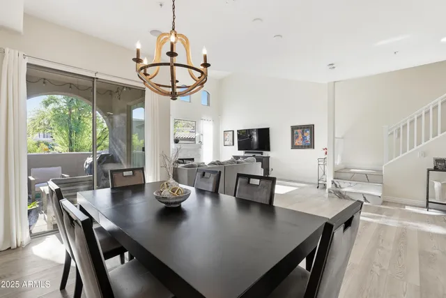 a view of outdoor space with signage and flags