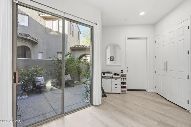 a view of a patio in the balcony