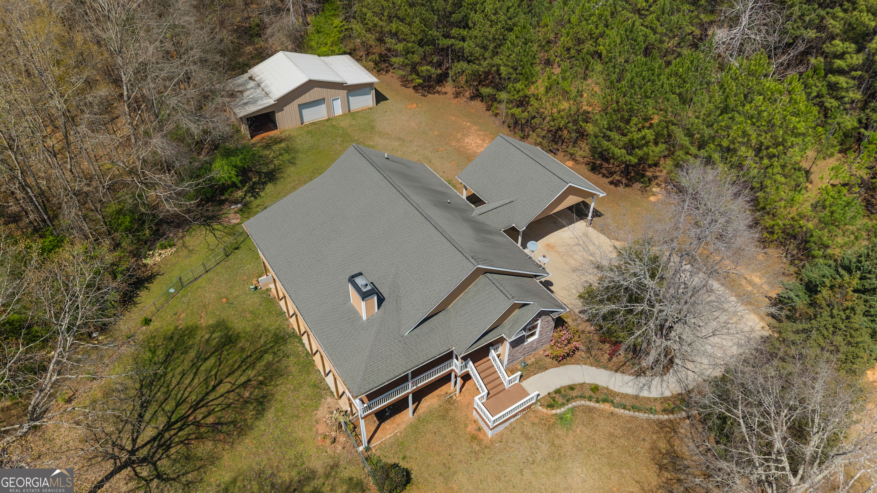 1229 Boggus Road Franklin, GA 30217 - Photo 61 of 68 an aerial view of a house with a yard and trees all around