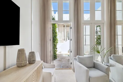 a view of a room with rack and stairs