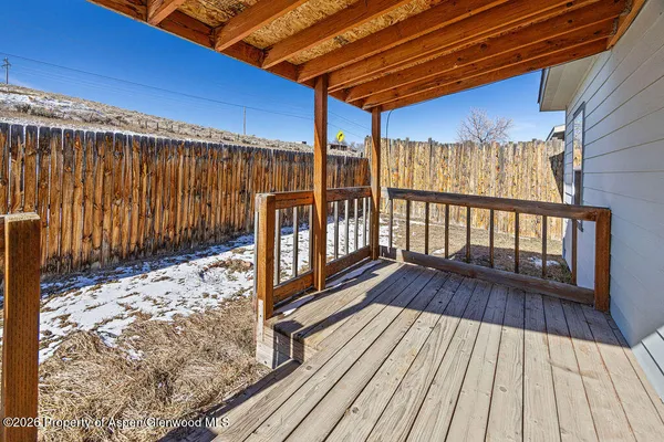 a view of wooden balcony