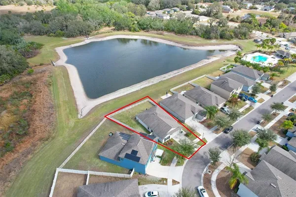 an aerial view of a house