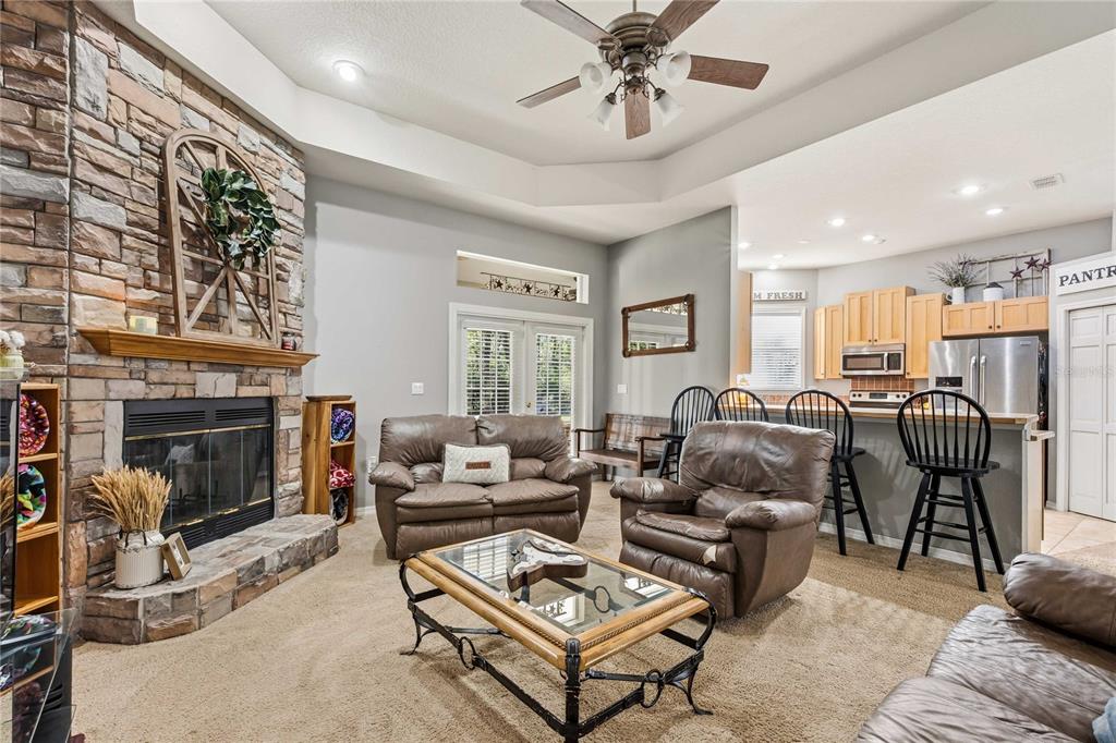 34106 Trilby Road Dade City, FL 33523 - Photo 20 of 39 a living room with furniture a fireplace and a flat screen tv