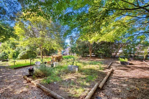 a backyard of a house with lots of green space