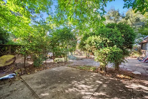 a backyard of a house with lots of green space