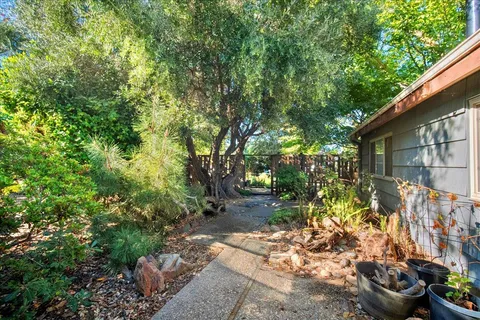 a backyard of a house with lots of green space