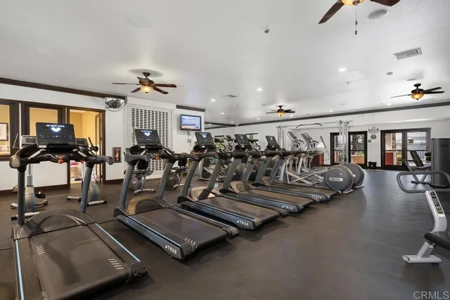 a view of a room with gym equipment