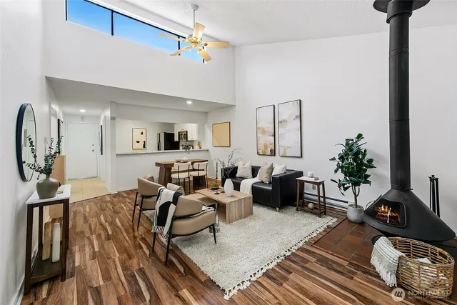 a living room with furniture