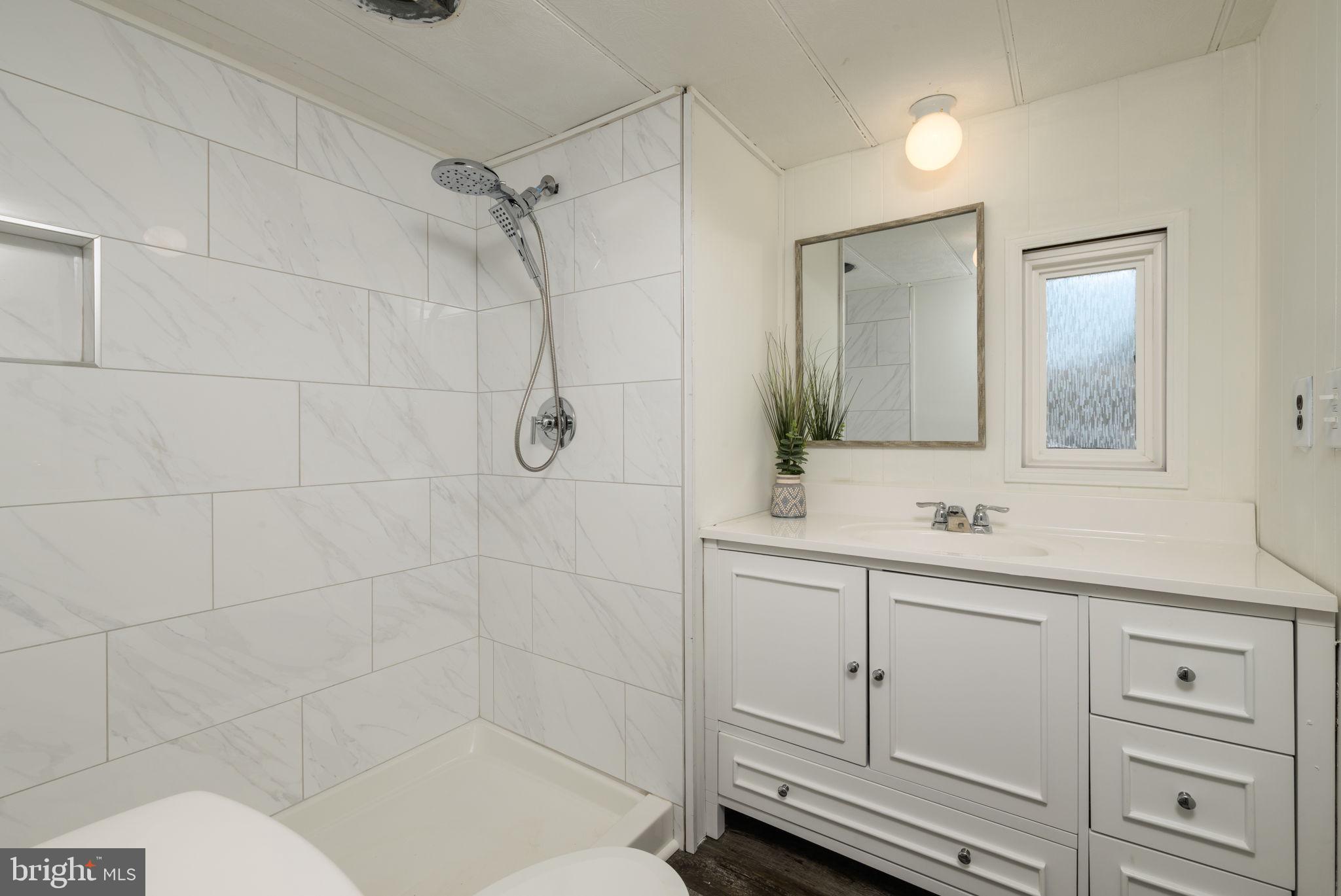 35401 Mallard Road Millsboro, DE 19966 - Photo 14 of 23 a bathroom with a shower sink and mirror