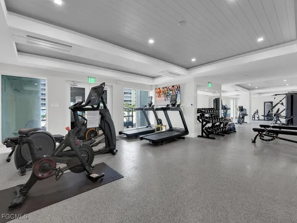 a view of a room with gym equipment