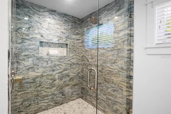 a bathroom with a shower